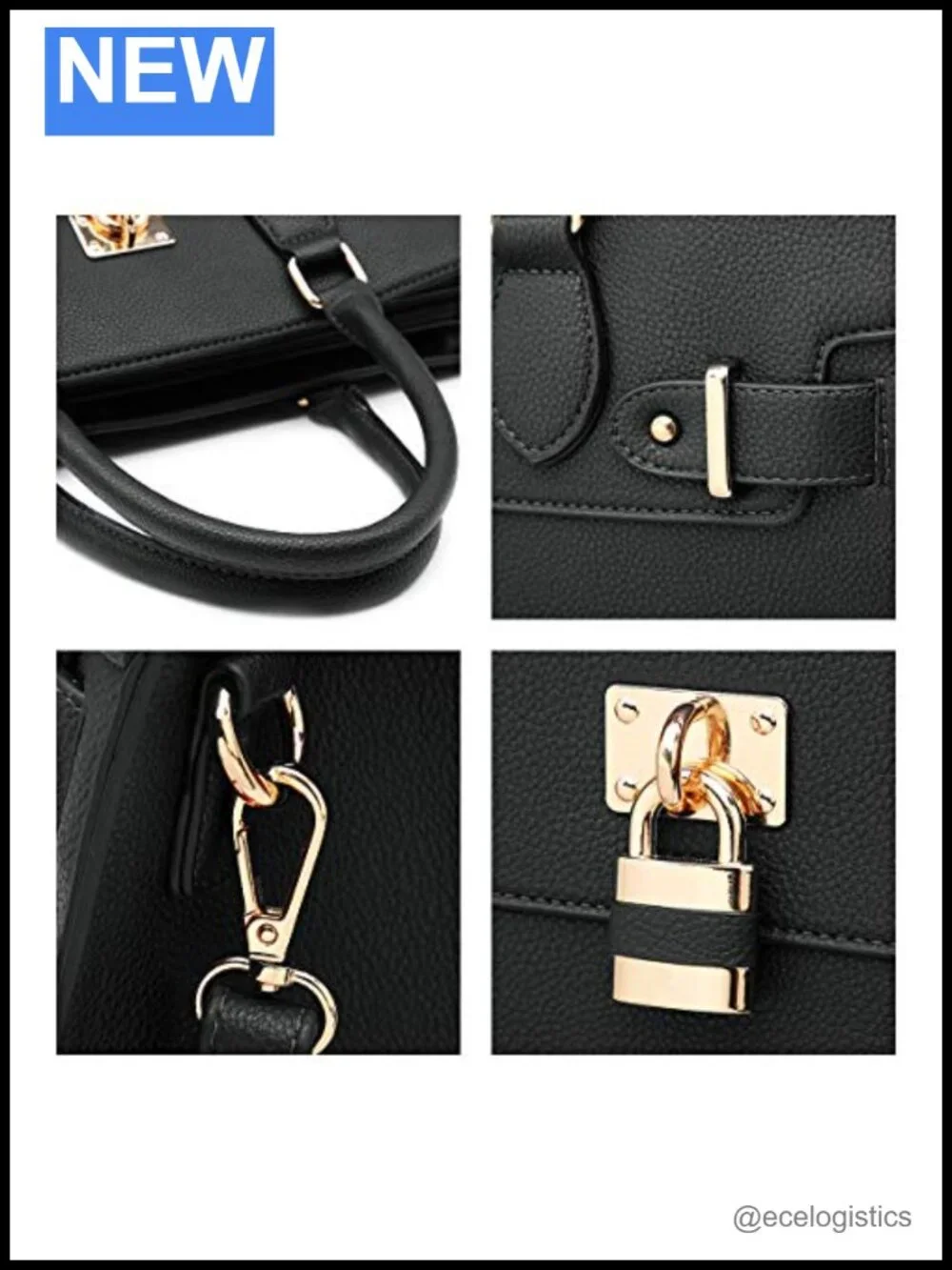 Vegan Leather Satchel Tote Handbag with Matching Clutch